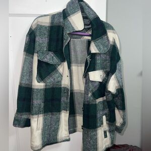 Plaid Women's Jacket - Green and White